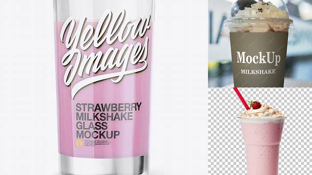 7914+ Glass With Strawberry Milkshake PSD Mockup Custom Graphic Resource Free Download