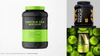 7920+ Matte Plastic Protein Jar PSD Mockup Hero Shot Professional Quality Freebie PSD File