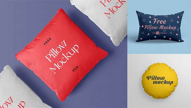 7921+ Round Pillow PSD Mockup Half Side View Layered Photoshop Template