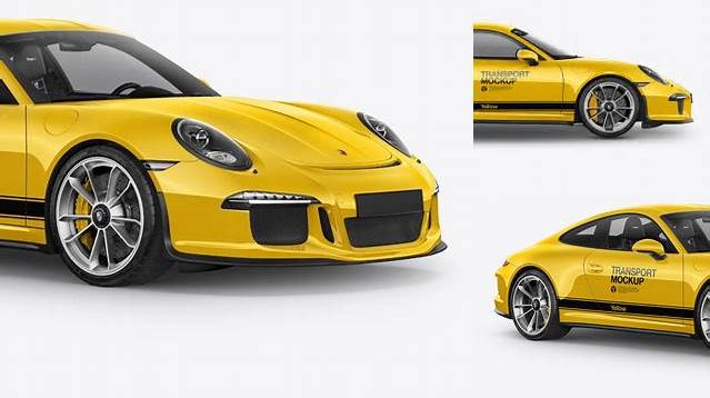 7928+ Porsche 911 R PSD Mockup Half Side View Creative Design Mockup