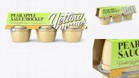 7929+ Pear Apple Sauce 6-4 Oz. Cups PSD Mockup Halfside View Custom Graphic Mockup File