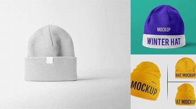 7932+ Winter Hat PSD Mockup Front View Elegant Free Graphic Resource