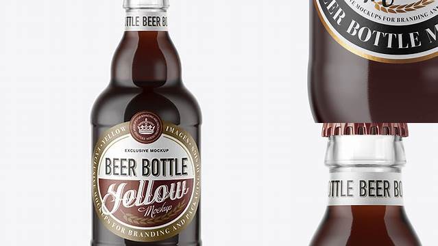 7934+ 330ml Clear Glass Brown Ale Bottle PSD Mockup Custom Mockup PSD for Free