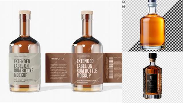 7936+ Clear Glass Bottle With White Rum PSD Mockup Advanced Editable PSD