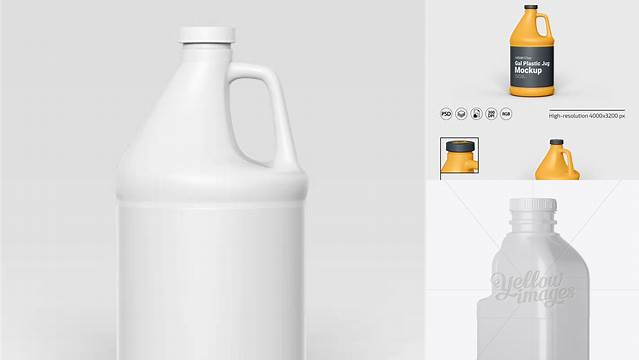 7937+ Glossy Plastic Jug PSD Mockup Half Side View High-Quality Design Free PSD