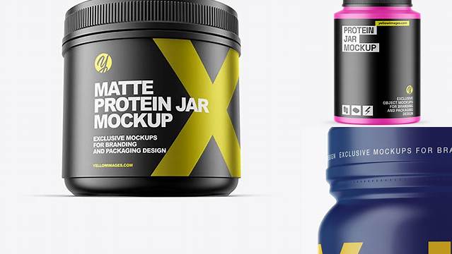 7944+ Protein Jar In Matte Shrink Sleeve PSD Mockup Easy-to-Use PSD Template