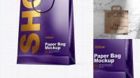 7946+ Glossy Paper Shopping Bag PSD Mockup Half Side View Hero Shot Creative Design Mockup