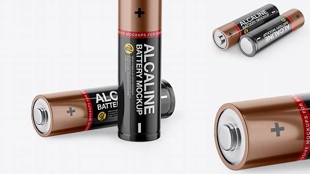 7947+ Two AA Batteries Half Side View Versatile PSD Mockup File