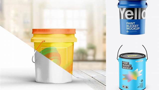 7948+ 5L Matte Paint Bucket PSD Mockup Front View Advanced and Editable PSD Template Free