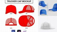 7948+ Trucker Cap with Flat Visor PSD Mockup Side View High-Resolution Editable PSD