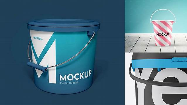 7949+ Matte Plastic Bucket PSD Mockup Front View Free Creative Design