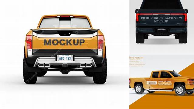 795+ Pickup Truck PSD Mockup Right View Unique High-Resolution Photoshop Mockup