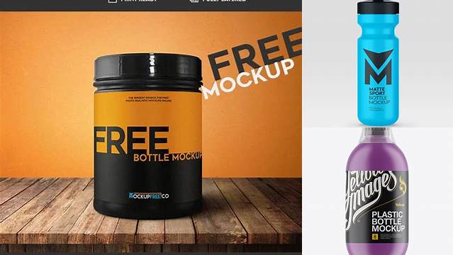 7952+ Matt Plastic Sport Nutrition Bottle PSD Mockup Eye-Level Shot Exclusive Digital PSD Resource