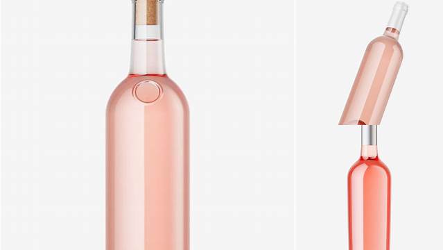 7953+ Clear Glass Pink Wine Bottle with Cap PSD Mockup Unique and Editable PSD