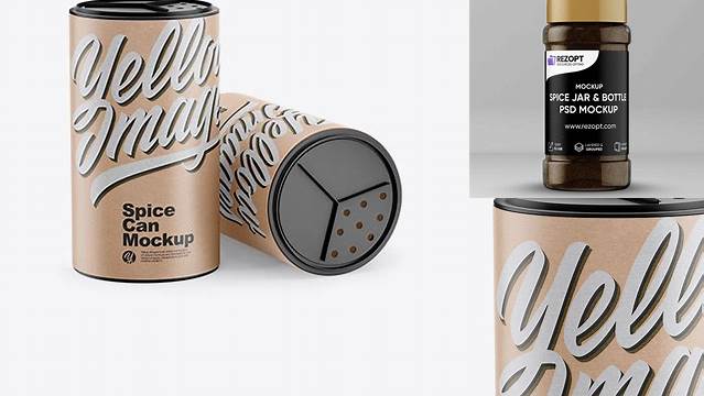 7953+ Two Kraft Spice Cans PSD Mockup Download Free Editable PSD Template