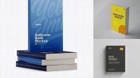 796+ 4 Glossy Softcover Books PSD Mockup Half Side View Creative Design PSD Free Download