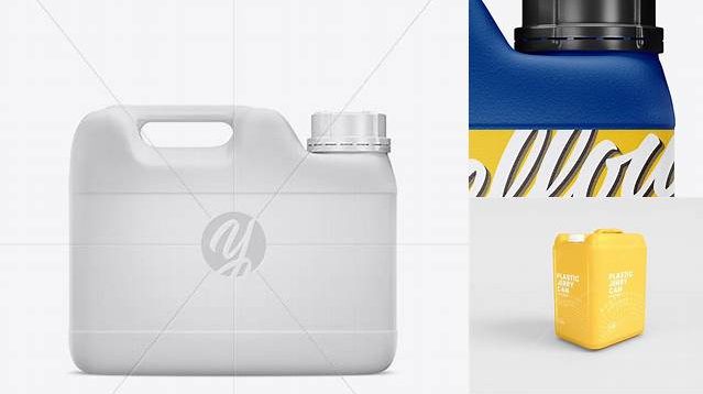 796+ 8L Plastic Jerry Can PSD Mockup Front View Smart Object PSD Template