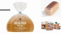 7960+ Bag with Sliced Bread & Paper Label PSD Mockup Front View Advanced Editable Template Free