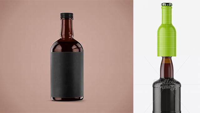 7962+ Amber Glass Bottle with Red Ale PSD Mockup Free Stylish PSD for Graphic Designers