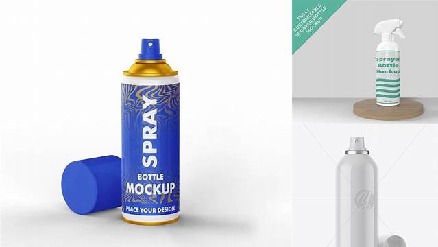 7967+ Opened Glossy Sprayer Bottle PSD Mockup Easy Editable