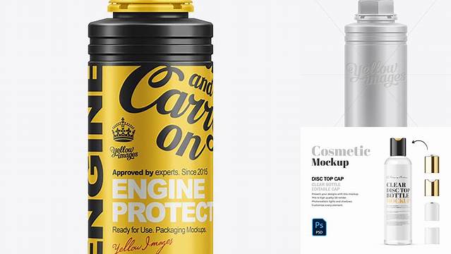 7968+ 500ml Engine Protector Bottle PSD Mockup Customizable Photoshop Template