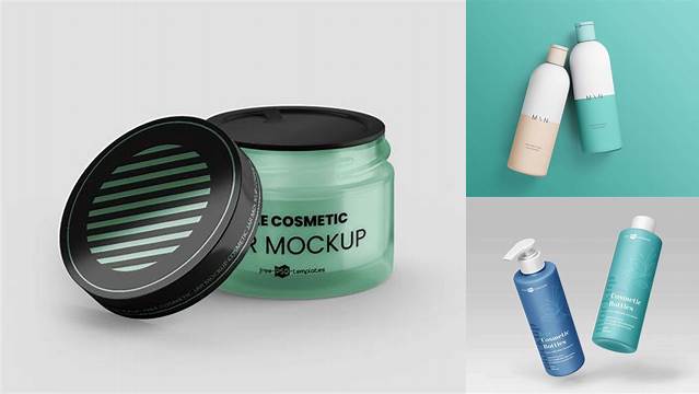 7969+ Clear Glass Cosmetic Bottle with Liquid PSD Mockup Exclusive Free Photoshop Mockup