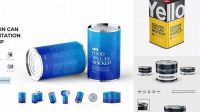 797+ Glossy Tin Can PSD Mockup Half Side View High-Angle Shot Versatile Mockup for Designers