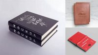 7970+ Opened Book with Leather Cover PSD Mockup Half Side View Modern PSD Templates