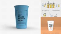 7971+ Matte Plastic Cup PSD Mockup High-Angle Shot Professional Photoshop Design Freebie