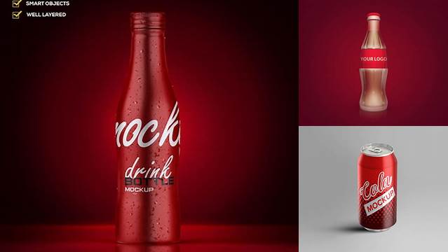 7975+ Plastic Bottle With Cola PSD Mockup Front View High-Resolution Editable PSD