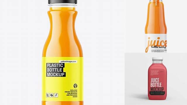 7979+ Plastic Bottle With Carrot Juice PSD Mockup High-Resolution Graphic