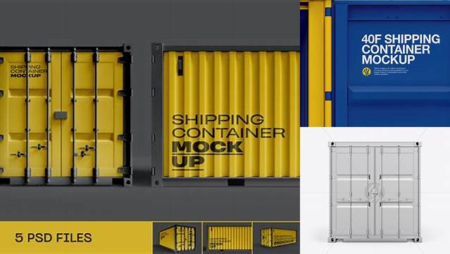 798+ 40F Shipping Container PSD Mockup Front View Unique High-Resolution PSD