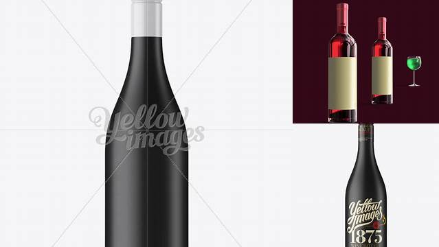 7983+ Black Matte Burgundy Bottle PSD Mockup Front View Download Premium PSD Resource