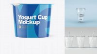 7984+ Glossy Plastic Cup with Foil Lid PSD Mockup Front View Versatile and Elegant PSD File