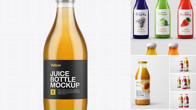 7992+ Plastic Apple Juice Bottle PSD Mockup Creative Photoshop Resources