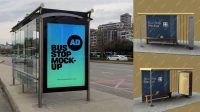 7993+ Bus Stop PSD Mockup Half Side View Exclusive Editable PSD File