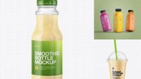 7993+ Clear Glass Bottle with Banana Smoothie PSD Mockup Elegant Free Graphic Resource