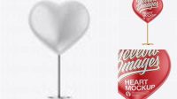 7995+ Heart Shape Glossy Stand Front View Fully Customizable Photoshop Freebie