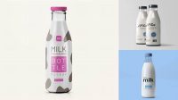 7996+ Glass Milk Bottle with a Tag PSD Mockup High-End Photoshop Mockup