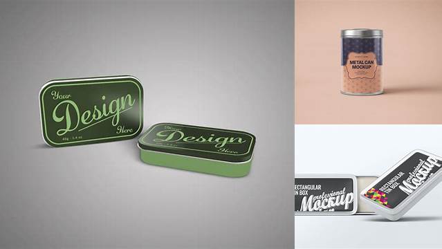 7996+ Glossy Tin Box PSD Mockup Exclusive and Stylish Design PSD