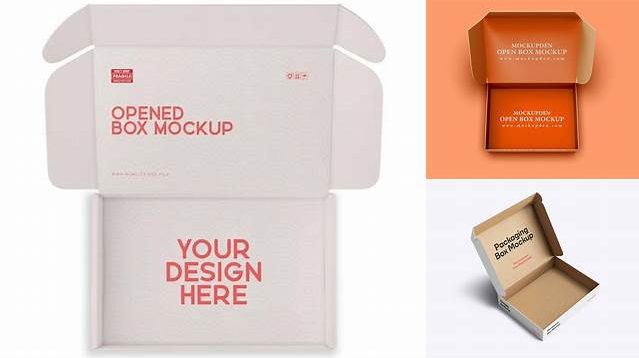 7996+ Paper Opened Box PSD Mockup Half Side View Creative PSD Resources