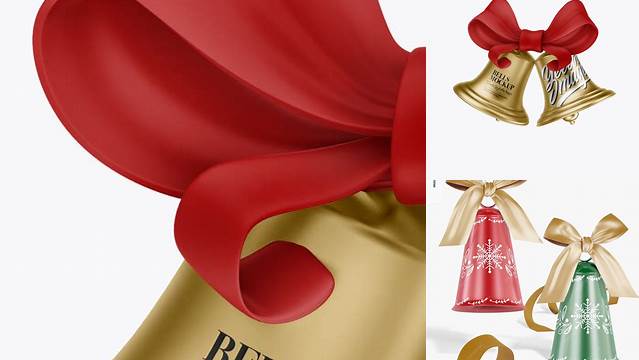 7997+ Metallic Christmas Bells PSD Mockup Elegant PSD Mockup