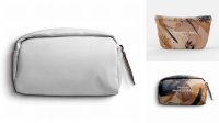 8001+ Glossy Cosmetic Bag PSD Mockup Back View High-Angle Shot Editable Photoshop Free Mockup