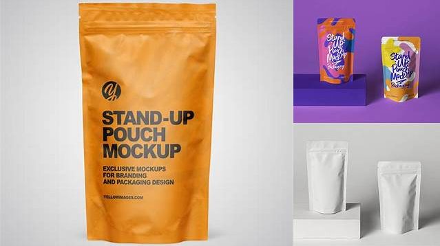 8001+ Stand Up Pouch PSD Mockup Easy-to-Edit Photoshop Freebie