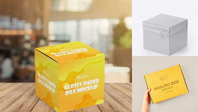 8002+ Glossy Box PSD Mockup Half Side View Best Free Mockup PSD