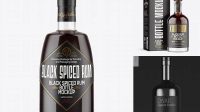 8003+ Clear Glass Bottle with Black Rum PSD Mockup Easy-to-Edit PSD