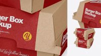 8004+ Two Kraft Burger Boxes PSD Mockup Half Side View Professional Editable Freebie PSD