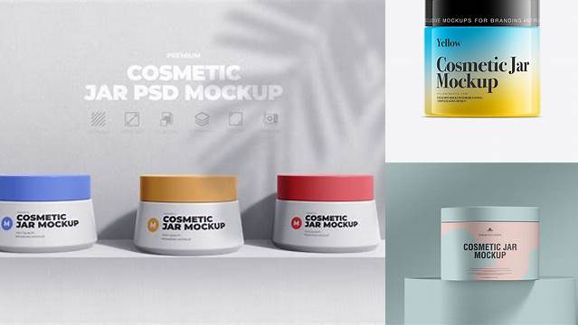 8006+ 250ml White Plastic Cosmetic Jar PSD Mockup High-Resolution Editable PSD