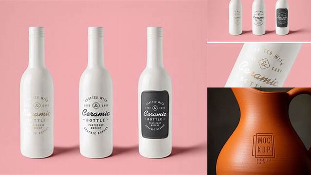 8006+ Ceramic Liqueur Bottle PSD Mockup Customizable PSD Templates