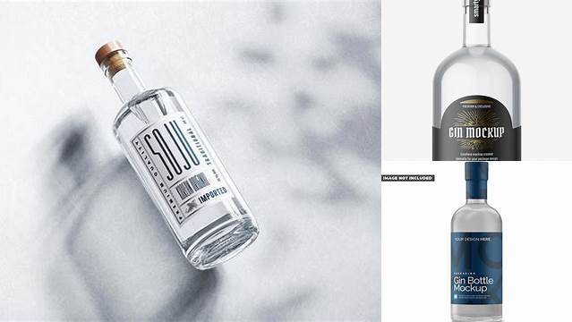 8006+ Clear Glass Dry Gin Bottle PSD Mockup PSD Download